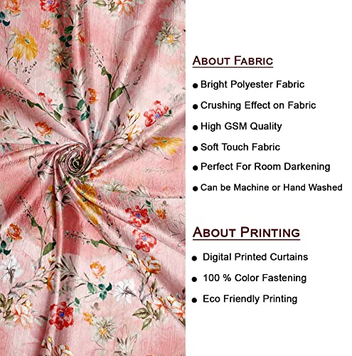 Image of Ultimate Trends 270 GSM Premium Room Darkening Curtains with Tie Back and Diamond Eyelets Set of 2 Panels (7 L x 4 W Feet, Peach)