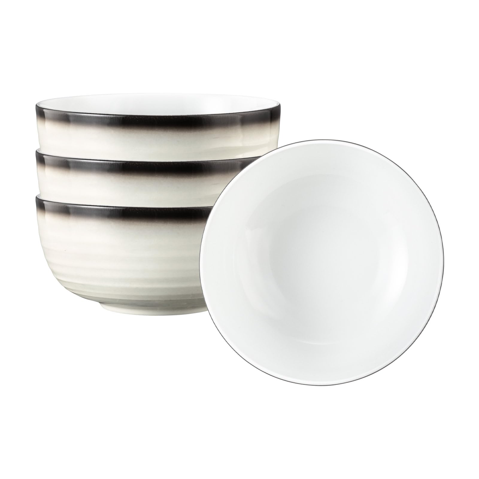 Seltmann Weiden Terra Müslischalen 4er Set, 15 cm, Runde Servierschalen mit spiralförmigem Relief, Spülmaschinen- und mikrowellenfest, Porzellan, Corso