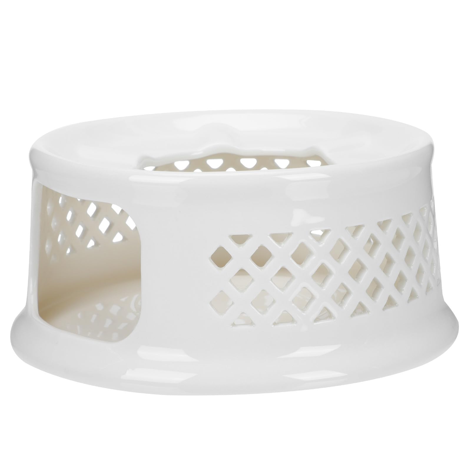 Chauffe-théière en céramique blanche au design épuré pour bougie
