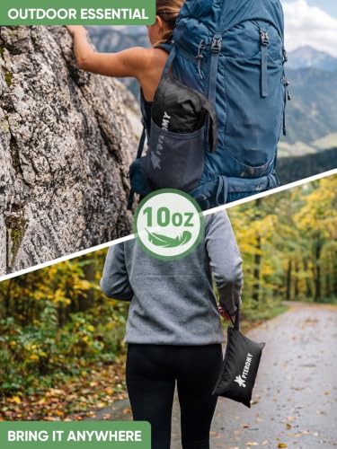 Image of PTEROMY Hooded Rain Poncho for Adult, Waterproof Lightweight Unisex Raincoat for Hiking Camping Emergency