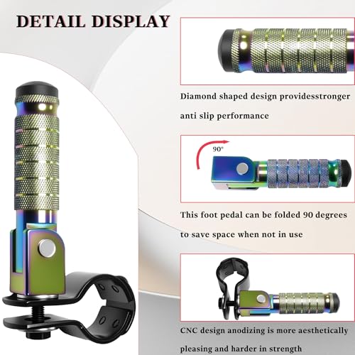 Image of M8 Motorcycle CNC Aluminum 90 Degree Folding Rearsets Folded Motorbike Footrest Bicycle Footpegs Foot Pegs Pedal Universal (Colorful)