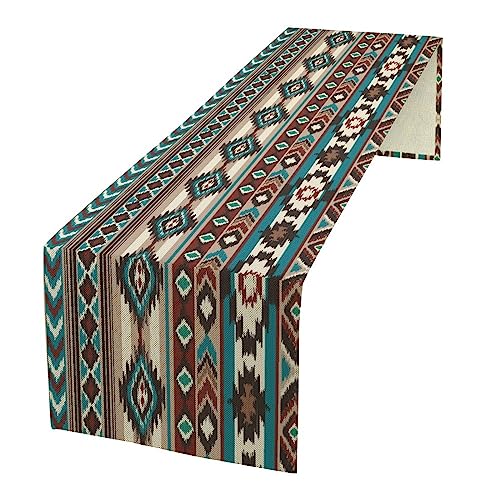Southwestern Pattern Table Runner,Boho Vintage Style Native American Ethnic Tabletop Collection Table Runner for Kitchen Dining Room Banquet Restaurant 13x108in