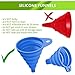 Kitchen Collapsible, 4 Flexible Silicone Funnels, Large and Small Funnel Set, for Oil, Food and Water Bottles, BPA-Free + Brush and Recipes E-Book | by Lebice (4 colors)