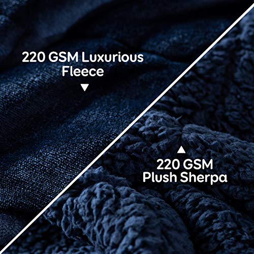 Cottonblue Weighted Blanket 20lbs 60x80 Inches, Navy Blue Sherpa Blanket Throw Sofa Bedding Heavy Blanket for Adults, Soft Cozy Fleece Blanket On Queen Bed, Plush Fleece Minky 20 lb Weighted Blanket