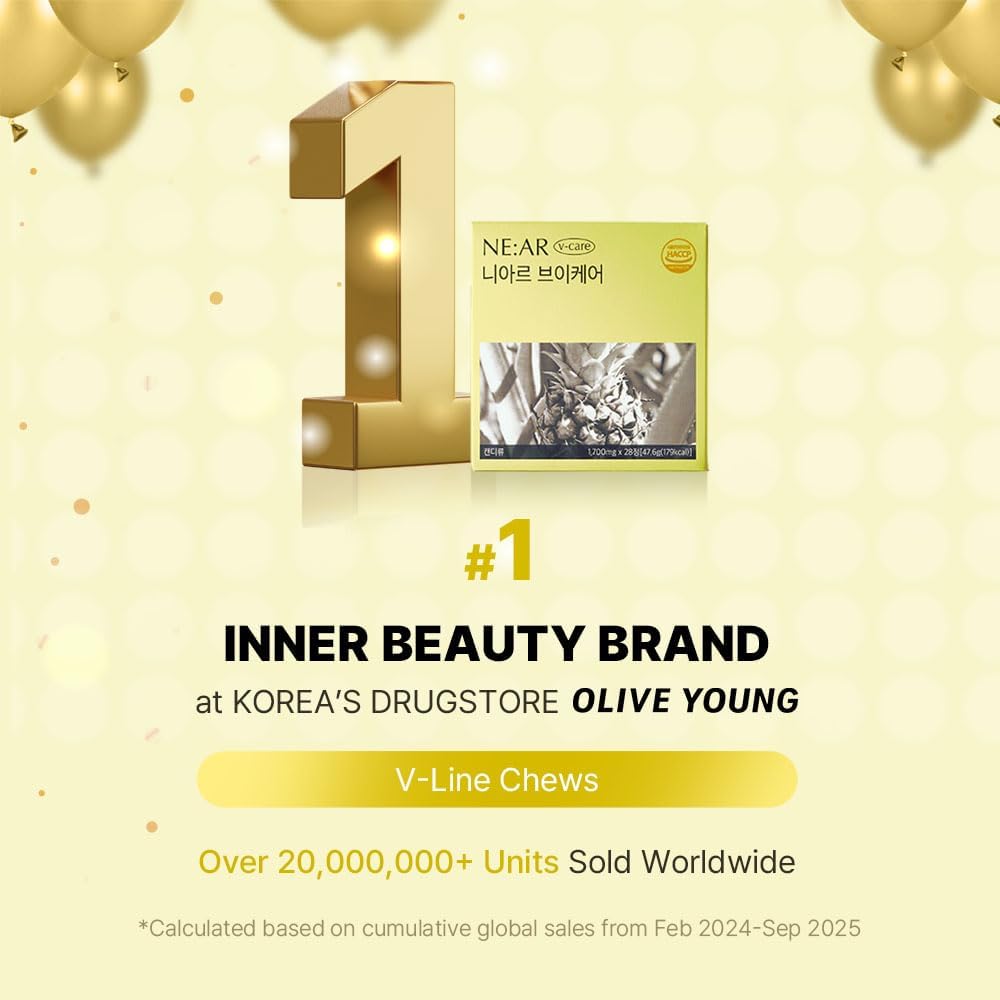 NE:AR V-Line Chews – Herbal Anti-Bloat Formula with Circulation & Water Balance Support – Daily K-Chewables for Puffiness, Digestion & Wellness – Pineapple Flavor