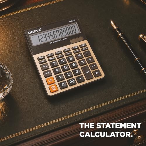 Image of Oreva OR-2112 C Solar & Battery Desktop Calculator with Large Display and Big Sensitive Button | Standard Function Calculator for School, Collage, Home, Office - Copper Brown
