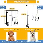 Armes réglables pour chien avec pince antidérapante en métal puissant, Arme portative pour animaux de compagnie pour table avec 1 Numéro de boucle & Deux Support de haunch non assis, Retenue pour petits chiens moyens/chats à la maison & Construire la qualité réglable hauteur animal