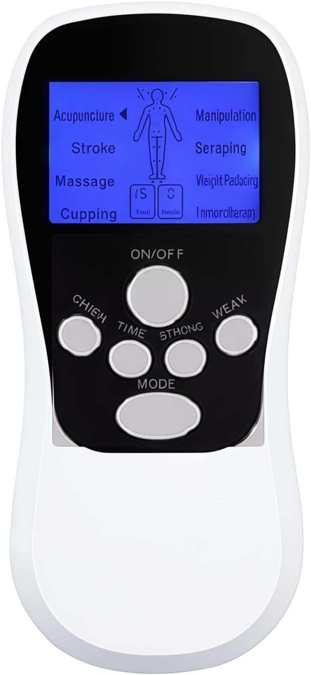 WIKINK Mini Electronic Physiotherapy Tens Machine, Dual Channel Electric Pulse Massager, for Back Neck Shoulder Pain Relief, Muscle Toning and Relaxation, with 4 Pads
