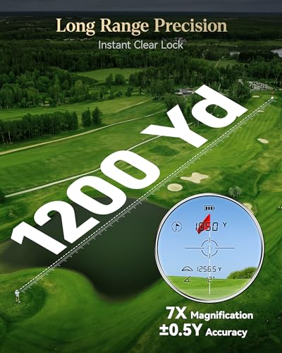 REDTIGER Range Finder Golf, 1200 Yards Golf Rangefinder with Slope, Light-Adaptive Display, 7X Magnification, Flag Lock Vibration, Rechargeable Laser Range Finder with Magnet, GolfVue Series 2 - Thumbnail 4