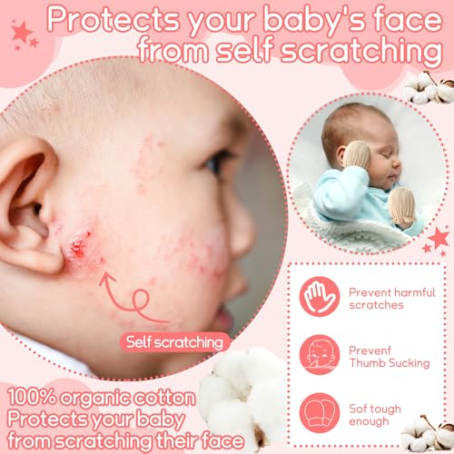 image for Jeere 8 Pairs Newborn Baby Muslin Mittens 0-6 Months No Scratch Elasti