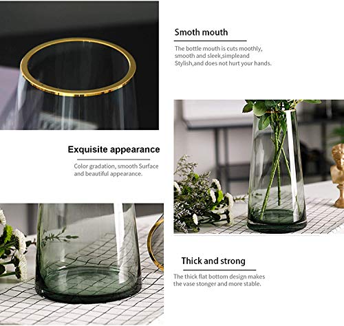 Glazen vaas, in stijl handgemaakte kristalheldere bloemenvaas gouden lijn mond decoratieve vaas bloemenbloem plantenhouder voor thuis kantoor decoratie, cadeau voor bruiloft, Kerstmis, housewarming party - Afbeelding 4