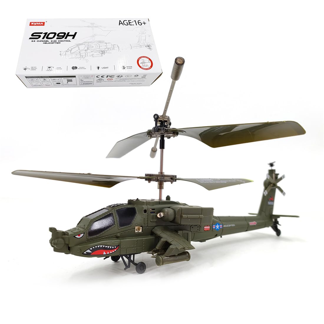 S109H RC Apa-che helikopter, 2,4 G 3CH Dual-Prop stabilizowany żyroskopem mini model samolotu kaskaderskiego ze światłami nawigacyjnymi (wersja RTF)