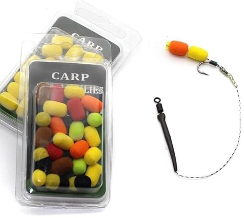 KTGCOZS 20個パック フォーム カープ フィッシングベイト シリンダー ポップアップカープ ボイリー ヘアリグ フックベイト