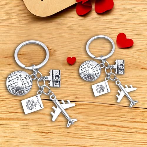 Image of iMagitek 25 Pack Travel Adventure Airplane Keychains Earth Camera Journey Aircraft Keyrings Gift For Traveler