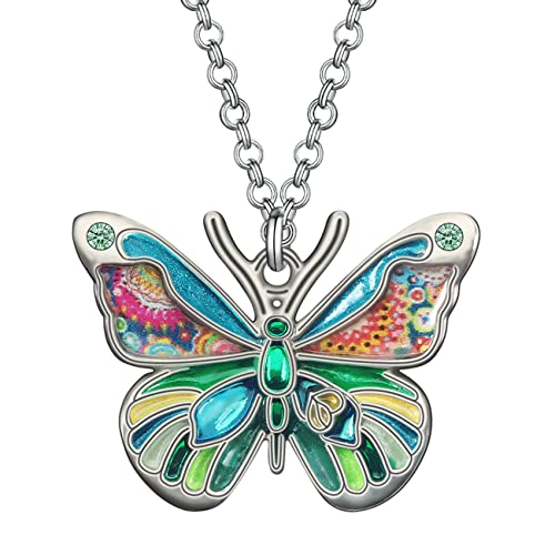 Collier papillon alliage émaillé pendentif femme bijou poétique