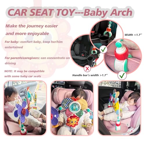 Baby Activity Arch Toy Bar for Stroller, Bassinets and Car Seat, Adjustable Crib Toys Hanging Attachment, Sensory Development Toys with Rattles - Image 5