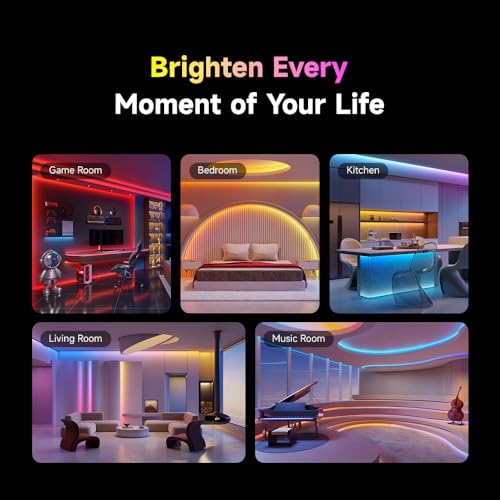 DREAME RGB IC LED Light Strip, 4-in-1 Technology Music Sync Color Changing Lights, 60 LEDs/m High Density Bright DIY 50 Segments, Works with Matter Alexa Google Home, Waterproof for Home Party Deco - image 4