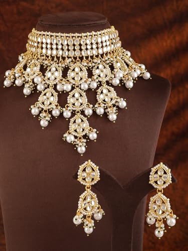 Image of Rubans Beads Necklace Set Gold Plated Traditional Jewellery Gift for Women & Girls