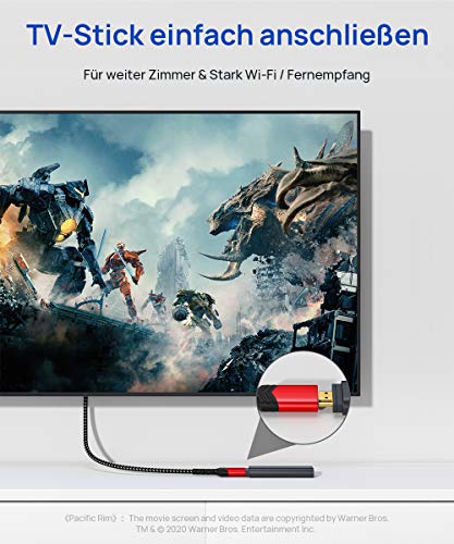 3. Bild von JSAUX HDMI Verlängerungskabel 1M 4K@60Hz 2K@144Hz HDMI 2.0 Verlängerung Stecker auf Buchse Highspeed Ethernet 18Gbps UHD ARC HDR HDCP 2.2 kompatibel mit TV Stick, HDTV, PS5, PS4 1m