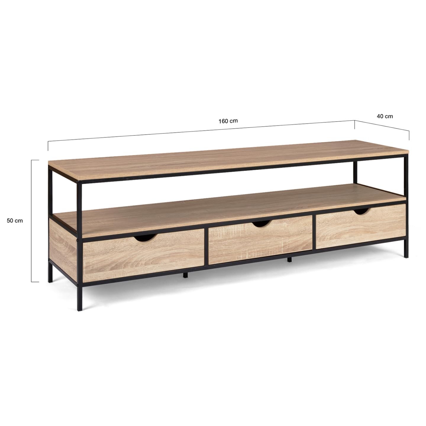 IDMarket - Meuble TV 160 cm Detroit 3 tiroirs Design Industriel