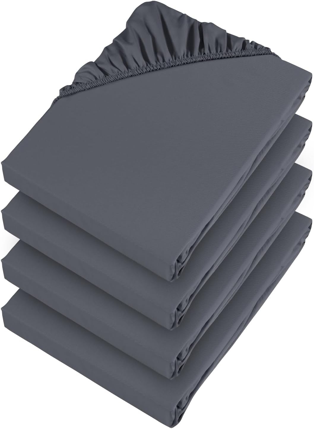 Aspire Homeware Small Double Fitted Sheet - 25cm Deep 4 Pack (Charcoal)