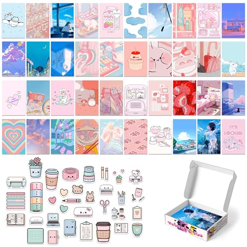 365DoRoTeYa Cutecore Room Decor Kawaii Room Cute Wall Decor Kawaii Posters Anime Collage Vintage Wall Art Collage Kit Kawaii Wall Decor Preppy Decor For Teen Girls Aesthetic Aesthetic Cutecore Posters Downtown Girl Room Decor Preppy 40PCS (Unframed)