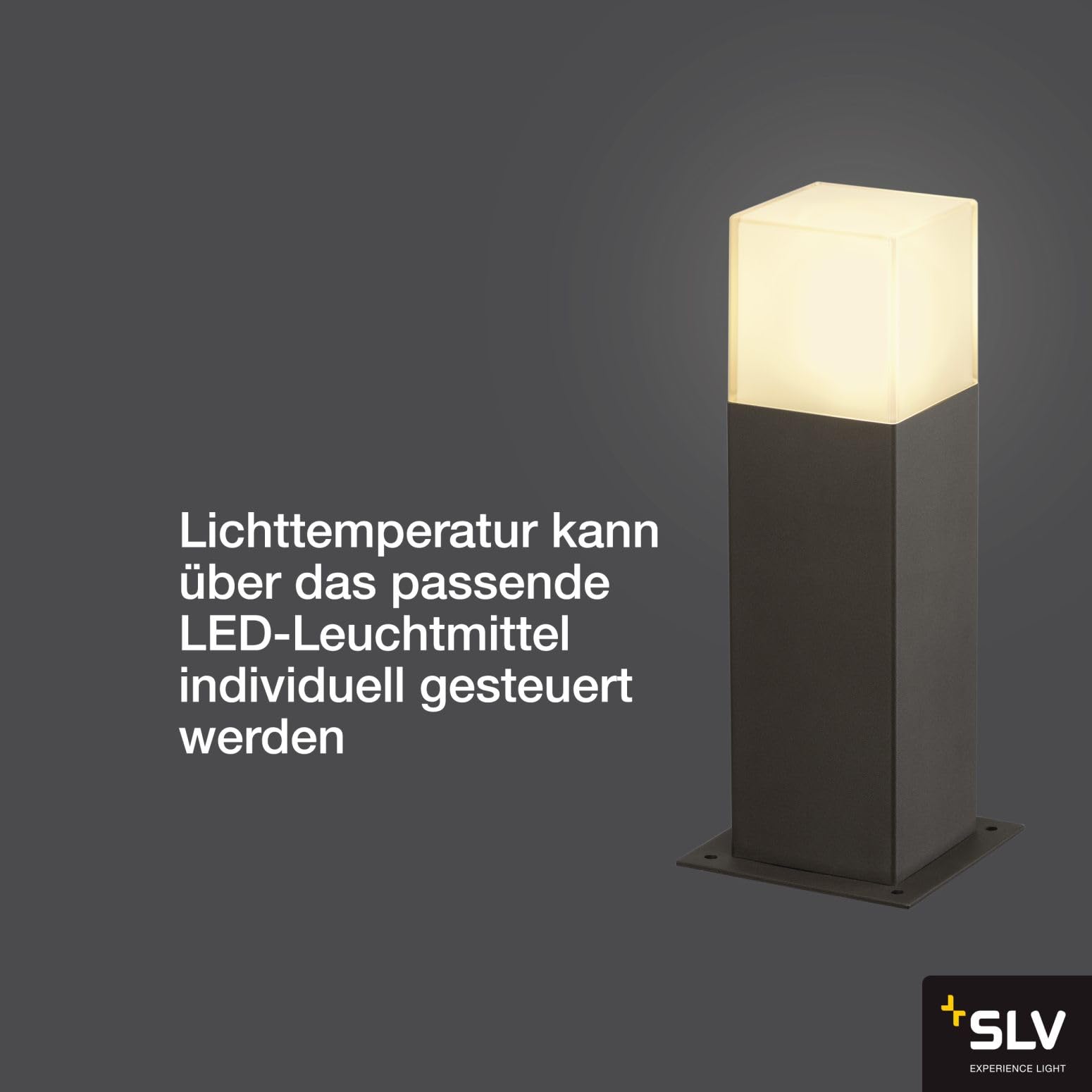 SLV GRAFIT 30 | LED Pollerleuchte, Design Standleuchte, Außen-Beleuchtung in Rauchglas-Optik, Outdoor Wege-Leuchte, Garten-Beleuchtung, Garten-Lampe | E27, max 11W, IP44, anthrazit