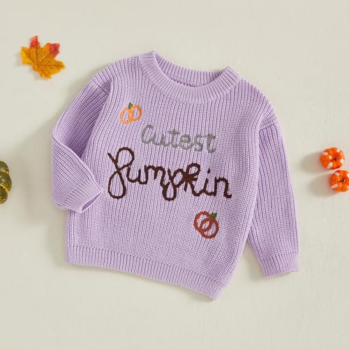 Baby Boy Girl Halloween Outfit Pumpkin Embroidery Sweater Warm Knit Sweatshirt Newborn Infant Fall Winter Clothes3
