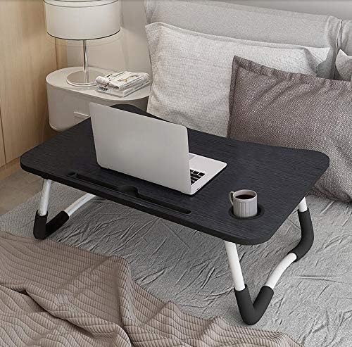 Oberhoffe Laptop Bed Table,Portable Lap Desk,Notebook Stand Reading Holder,Notebook Table Dorm Desk with Foldable Legs & Cup Slot,for Eating Breakfast,Reading,Watching Movie on Bed/Sofa