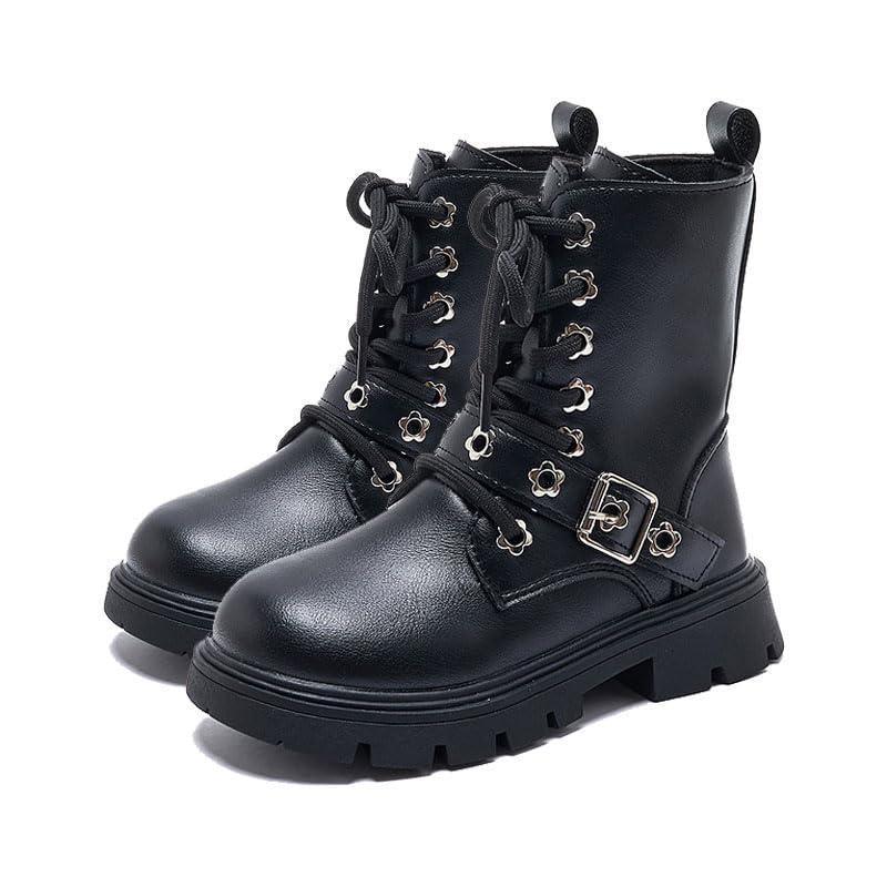 Girls platform Ankle Boots Side Zip Comfort Non-Slip Boot Lace Up Outdoor Combat Boot(Toddler/Little Kid/Big Kid)