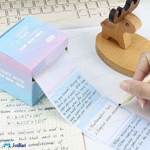 Image of FunBlast Sticky Notes Set - 256 Pcs Pull-Out With Dispenser, Self-Adhesive Memo Stickers, 8 Patterns Mini Pad for Office, School, Home (Blue)