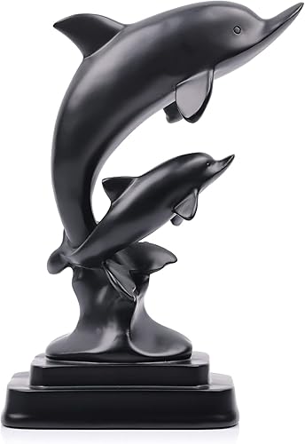 Estatua de pez delfín decoración del hogar, bonita decoración temática costera, centros de mesa modernos del océano para sala de estar, comedor,