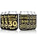 30th Birthday Party Favor Decorations Supplies Cheers & Beers to 30 Years Can Sleeves Vintage 1990 Can Cover Beer Sleeves Black and Gold Neoprene Sleeves for Soda Beer Can Beverage Set of 12
