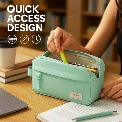 Image of Mr. Pen Large Capacity Pencil Pouches and Bags - Mint Green School