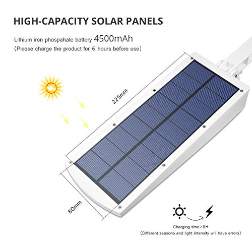 AIMENGTE Luce Solare Esterno, 900lm 4500mAh 48LED