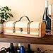 Twine Vintage Trunk Wine Bottle Gift Box, Wood Wine Box with Lid and Handle, Wood, Faux Leather, Brass, Cloth, Holds 1 Bottle