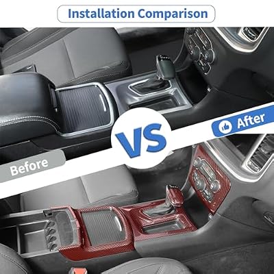 JeCar Interior Trim Kit Gear Shift Panel Headlight Switch Air Conditioning Vent Outlets Decoration Covers Compatible with Dodge Charger 2015-2024, Red Carbon Fiber Finish
