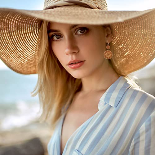 Rattan Earrings for women Summer Rattan Hoop Wicker Straw Earrings Handmade Beach Jewelry Woven Round Drop Dangle Earrings2