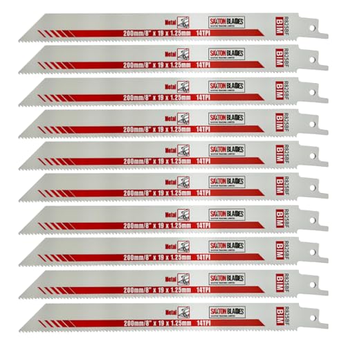 10x Saxton 200mm Heavy Duty Reciprocating Sabre Saw Metal Blades R825BF fits Bosch Dewalt Makita etc