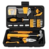 DEKOPRO 94 Piece Tool Set Household DIY Tool Kit for Men with Storage Toolbox, Small Basic Hand Tool Box Set for Home Repair, DIY, Apartment, Office, Orange