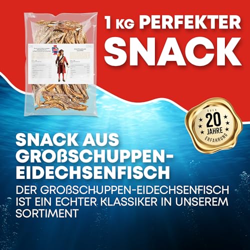 Großschuppen Eidechsenfisch 1kg - Fisch Jerky I High Protein I Snacks I Trockenfisch Omega 3 I Beef Jerky , Trockenfleisch & Chips Alternative