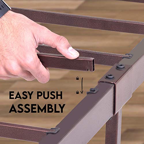 Ambee21 Vintage Full Metal Bed Frame With Headboard And Footboard Platform/Wrought Iron/Heavy Duty/Solid Sturdy Metal Slat/Rustic Brown/No Box Spring Needed/Industrial & Farmhouse #TOP7