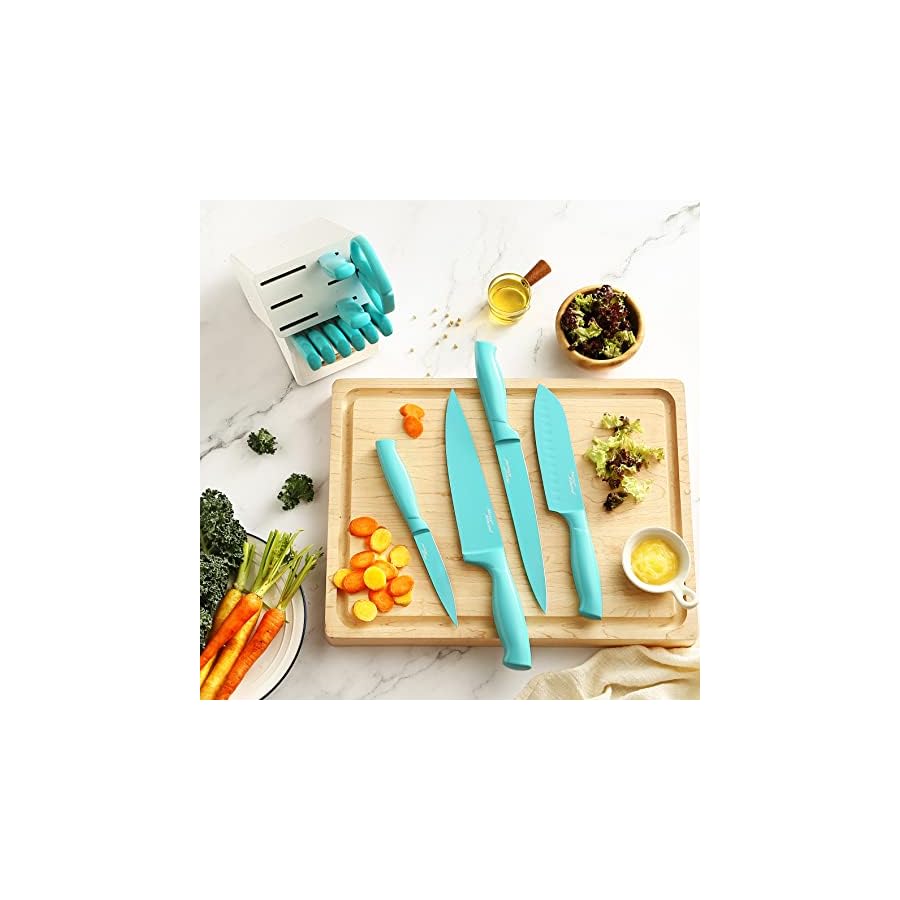 Marco-Almond-Kitchen-Knife-Set-MA24-14-Pieces-Stainless-Steel-Knife-Block-Set-Chef-Teal-Knives-Sets-for-Kitchen-with-White-Block Marco Almond® Kitchen Knife Set MA24, 14 Pieces Stainless Steel Knife Block Set, Chef Teal Knives Sets for Kitchen with White Block
