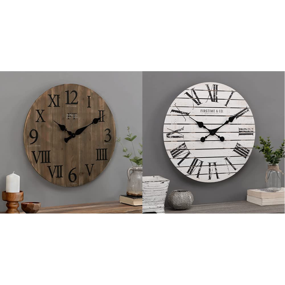 Photo 1 of ***DAMAGED, SEE NOTES*** FirsTime & Co. Rustic Barnwood Wall Clock, 24", 18 x 2 x 18, Weathered Brown