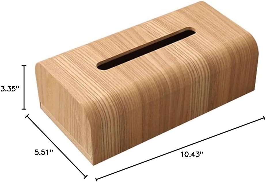 Rectangular Walnut Wooden Tissue Box, R Angle Facial Tissue Box Cover Napkin Holder Drawer Design Home Car Paper Towel Holder Organiser Tissue Dispenser for Kitchen Dinning Bathroom (Beige)