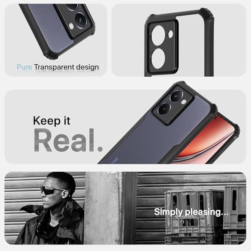 Image of Pikkme Back Cover for Realme P3 Ultra 5G | Ultra Hybrid Shockproof Case | Full Camera Protection | Raised Edges | Clear Transparent Bumper Case (Black)