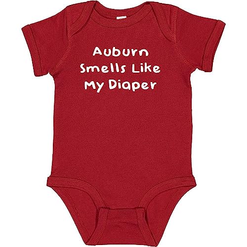 Image of Auburn Smells Like My Diaper Funny Alabama Fan Baby Bodysuit