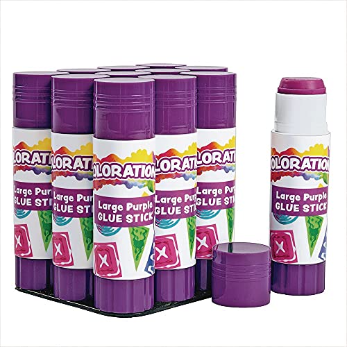 Black Friday - 50% OFF Colorations Best-Value Washable Large Glue Sticks Classroom Supplies for Arts and Crafts (Pack of 12) LGTRAY