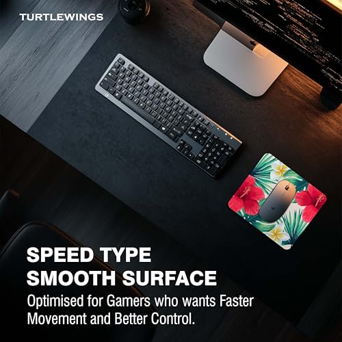 Image of TURTLEWINGS | Mousepad | Floral Aesthetic Mouse Pad - 22x18 cm, 3mm Thick | Abstract Design Non-Slip Rubber Base | Office, Study & Gaming Use | Premium Smooth Surface 02 (Design 06)