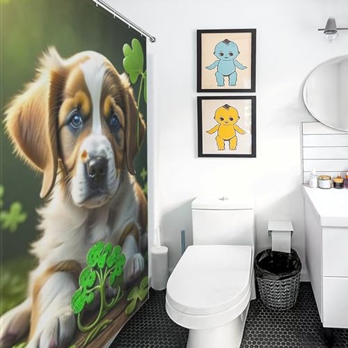 Rideau de douche chien mignon 152x183cm rideau baignoire tissu avec crochets - 3